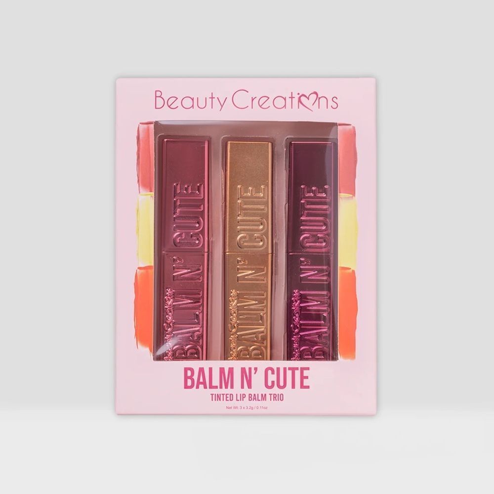 Beauty Creations Pink and Gold balm n cute tinted lip balm trio Set NIP